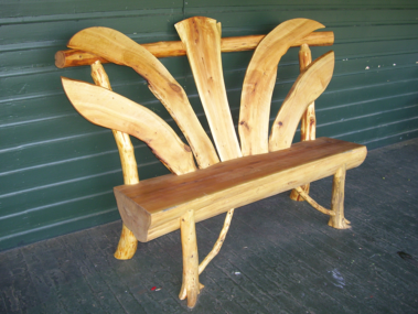 Custom rustic log bench by Adirondack LogWorks