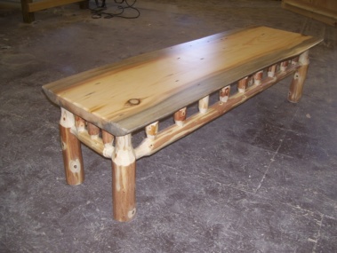Custom rustic log coffee table furniture by Adirondack LogWorks